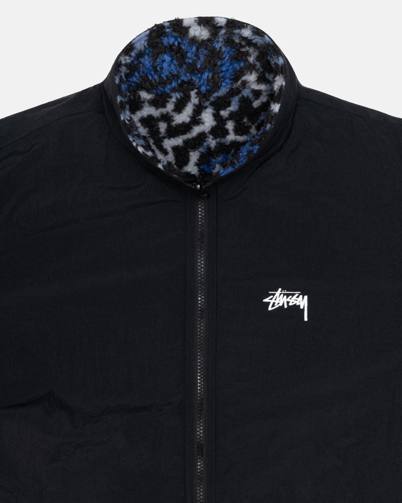 Leopard Stüssy Sherpa Reversible Jacket | USA XVCOHE180