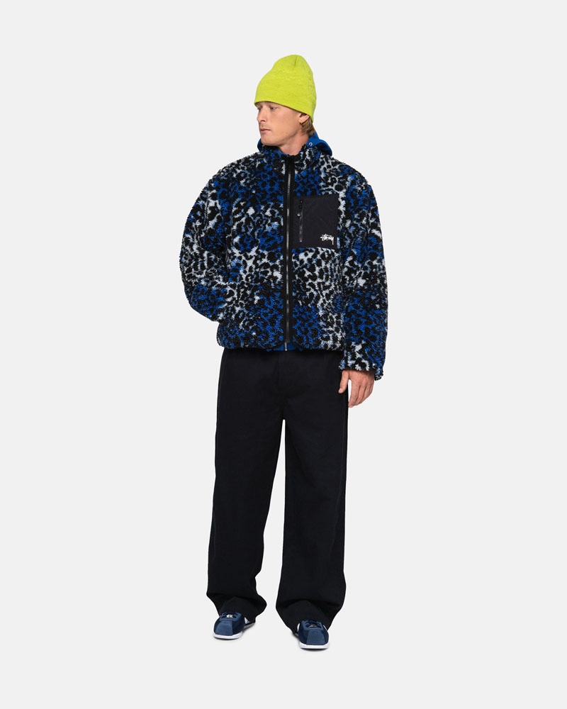 Leopard Stüssy Sherpa Reversible Jacket | USA XVCOHE180