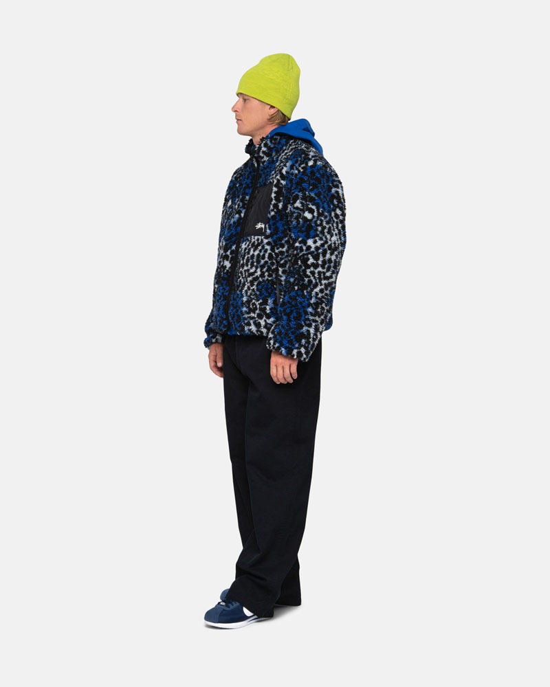 Leopard Stüssy Sherpa Reversible Jacket | USA XVCOHE180