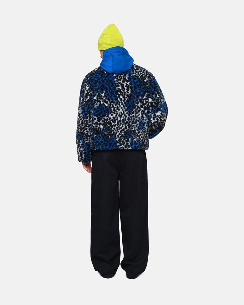 Leopard Stüssy Sherpa Reversible Jacket | USA XVCOHE180