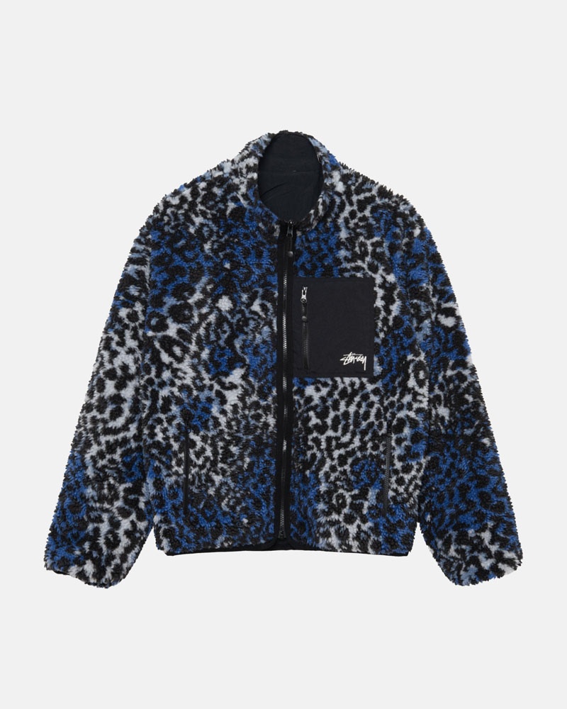 Leopard Stüssy Sherpa Reversible Jacket | USA XVCOHE180