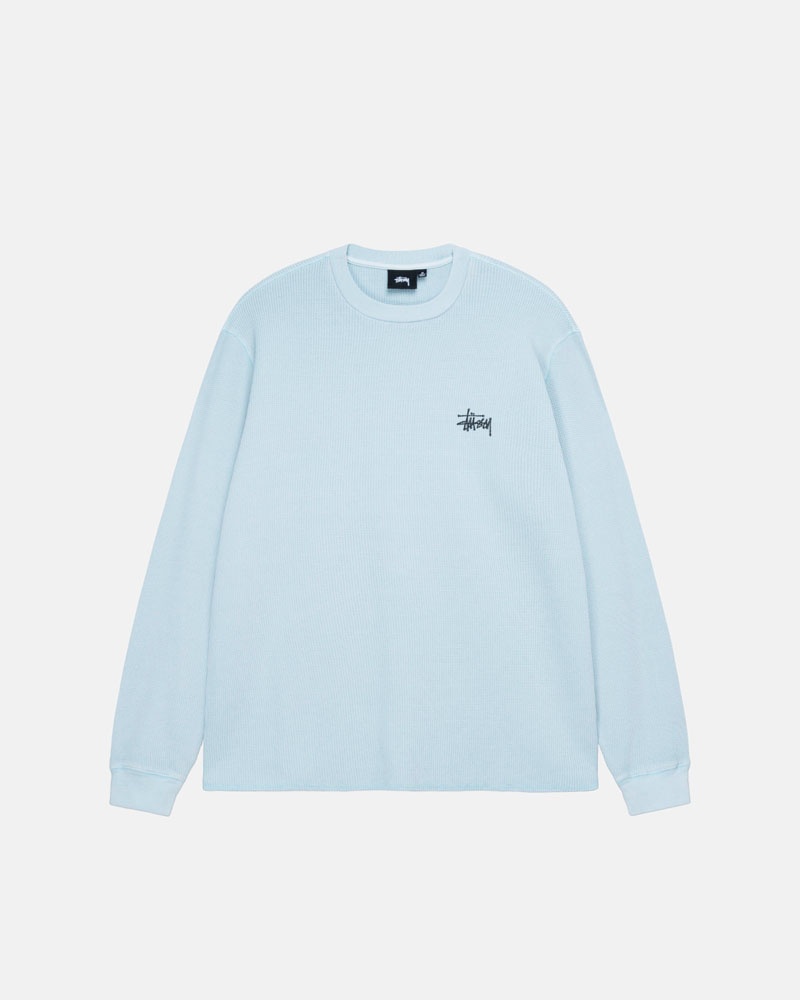 Light Blue Stüssy Basic Stock LS Thermal Sweater | USA JCAPLB873