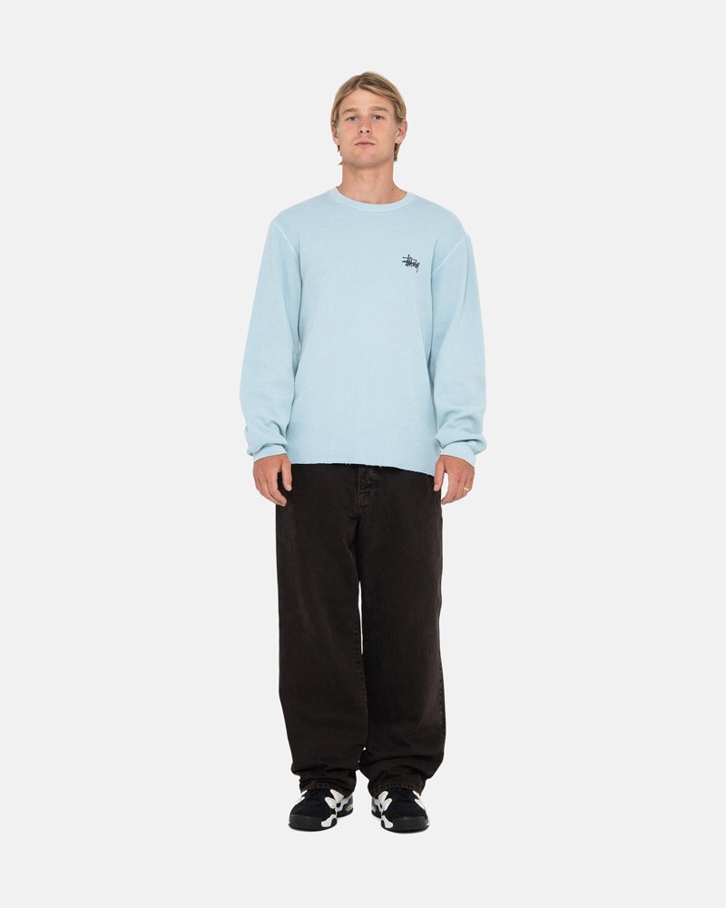 Light Blue Stüssy Basic Stock LS Thermal Sweater | USA JCAPLB873