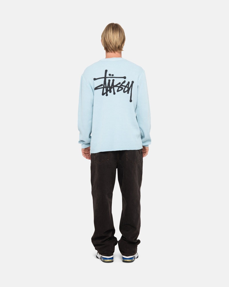 Light Blue Stüssy Basic Stock LS Thermal Sweater | USA JCAPLB873