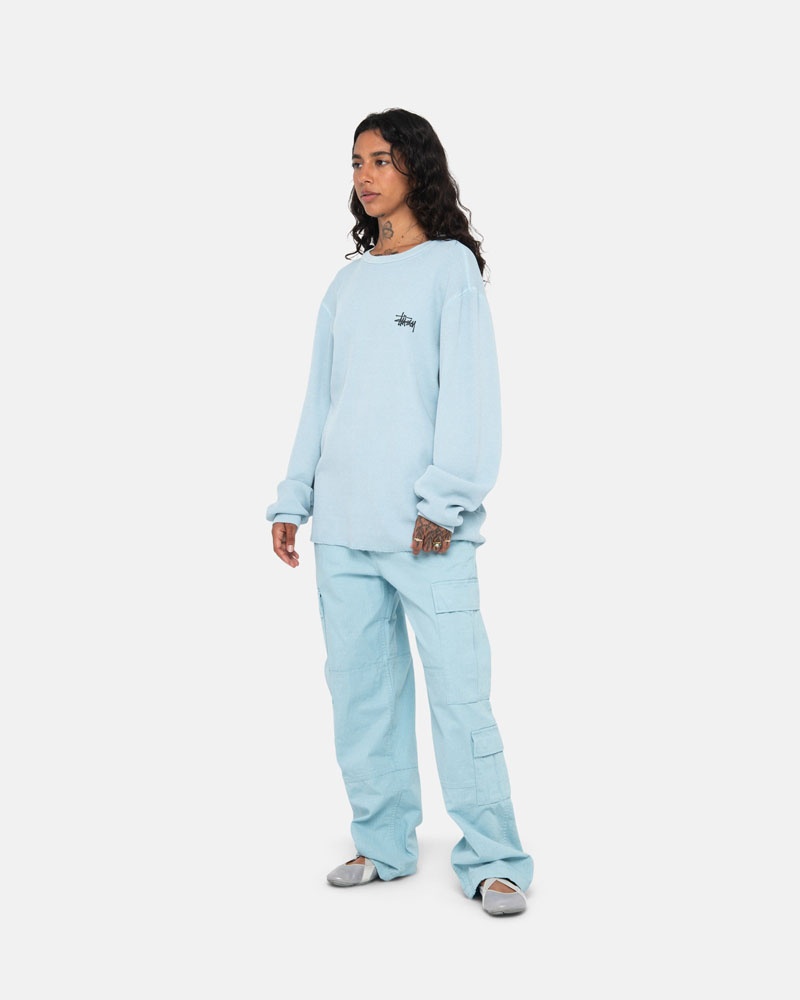 Light Blue Stüssy Basic Stock LS Thermal Sweater | USA JCAPLB873