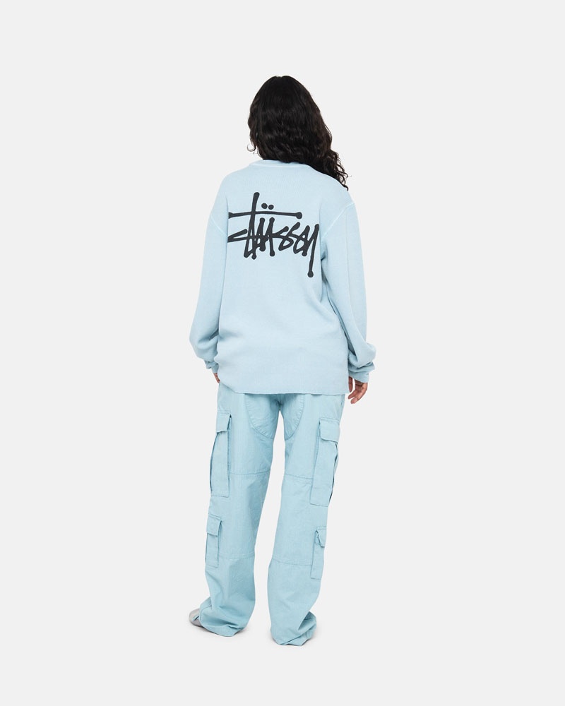 Light Blue Stüssy Basic Stock LS Thermal Sweater | USA JCAPLB873