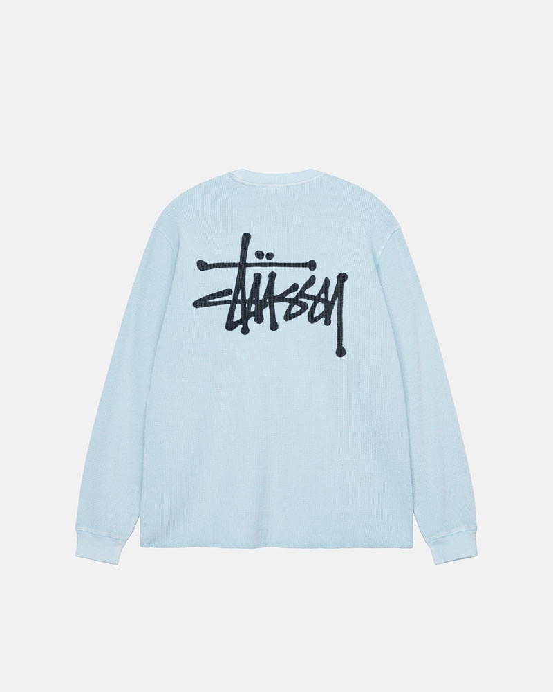 Light Blue Stüssy Basic Stock LS Thermal Sweater | USA JCAPLB873