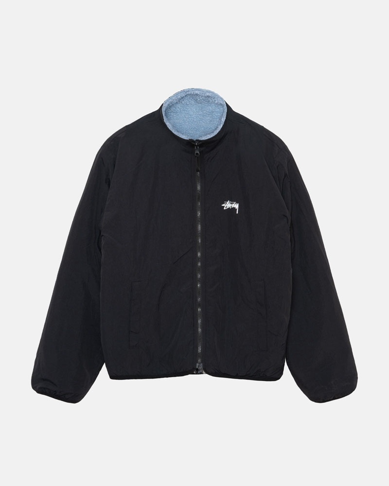 Light Blue Stüssy Sherpa Reversible Jacket | USA SVMDYB582