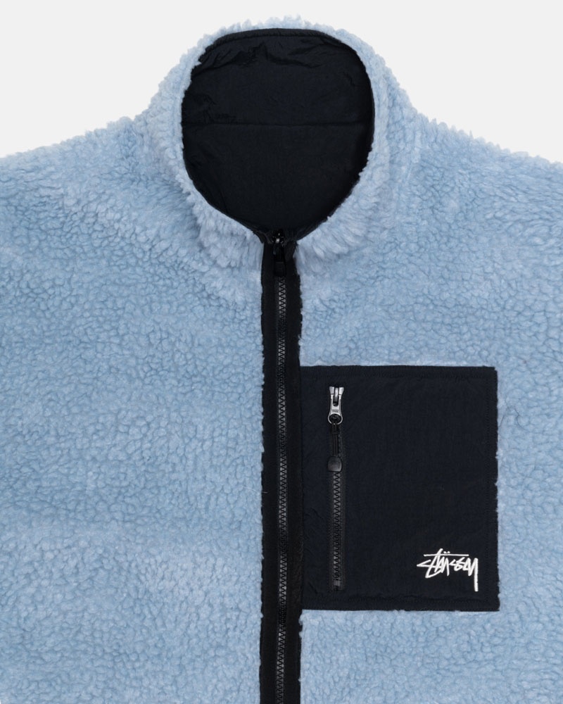 Light Blue Stüssy Sherpa Reversible Jacket | USA SVMDYB582