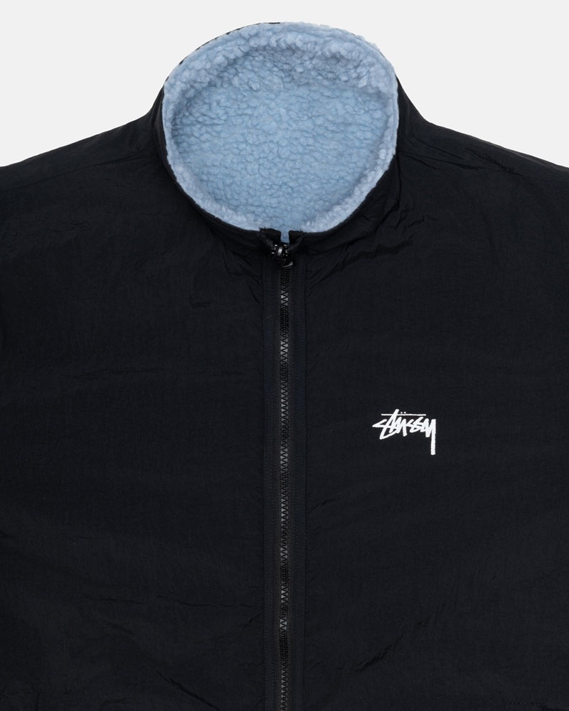 Light Blue Stüssy Sherpa Reversible Jacket | USA SVMDYB582