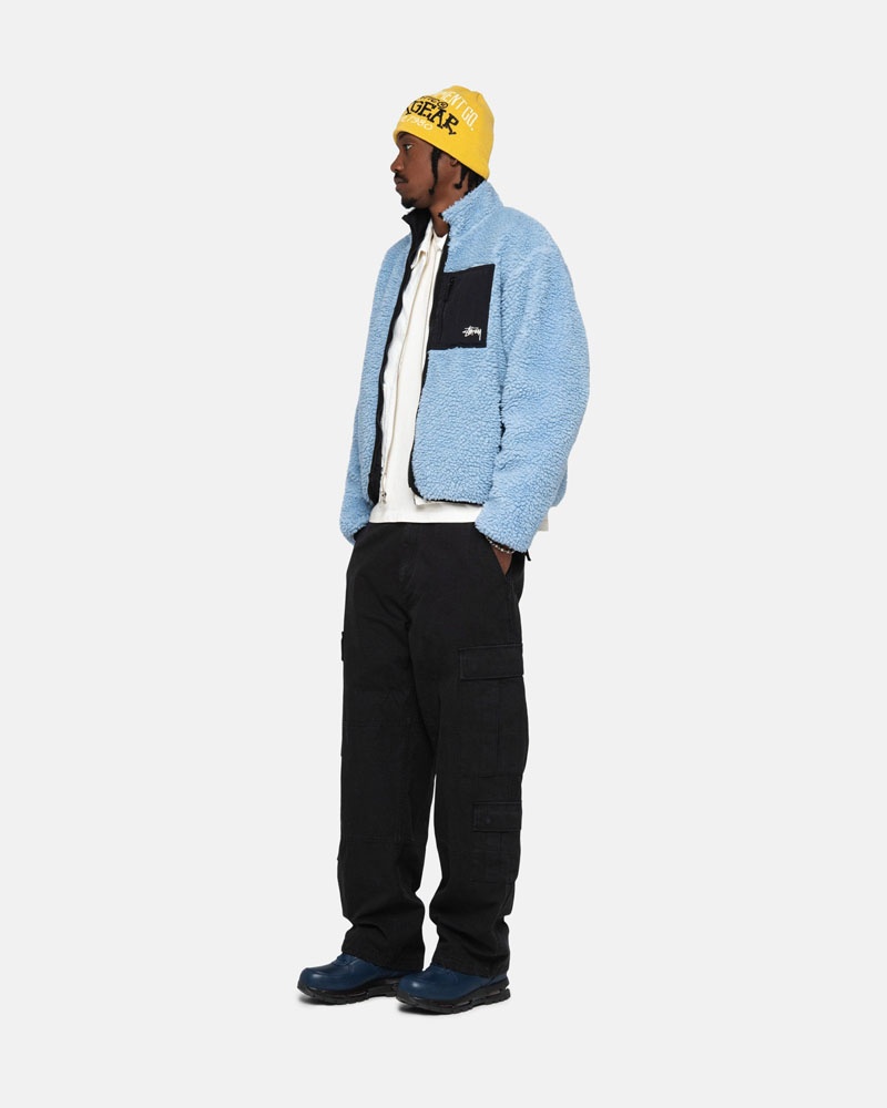 Light Blue Stüssy Sherpa Reversible Jacket | USA SVMDYB582