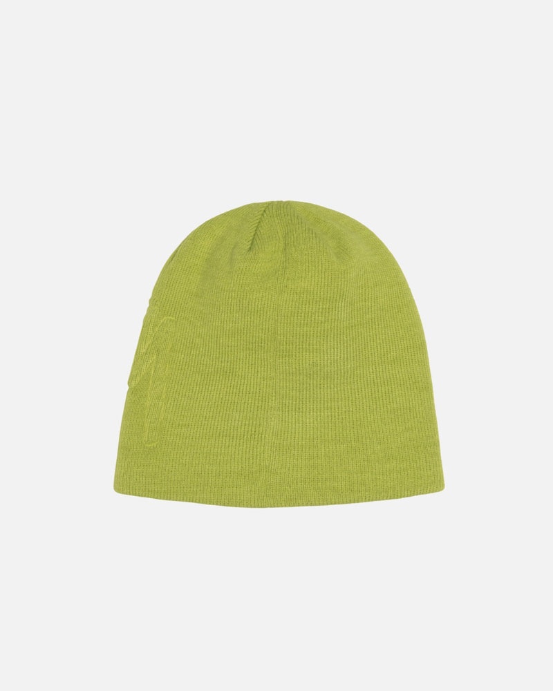 Light Green Stüssy Skullcap Embossed Smooth Stock Beanie | USA IHMSWK361