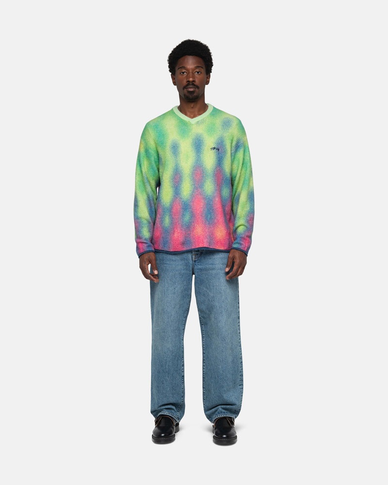 Multicolor Stüssy Gradient Dot Brushed Sweater | USA NSOVFC176