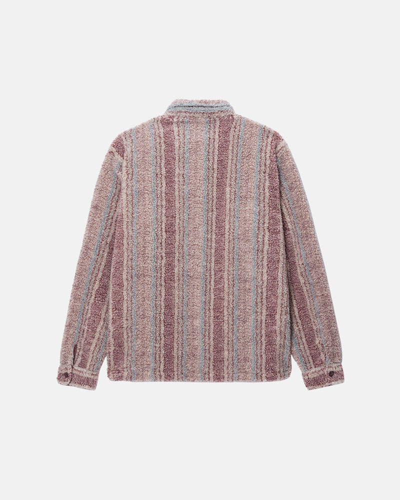 Multicolor Stüssy Striped Sherpa Shirts | USA RHICBX675