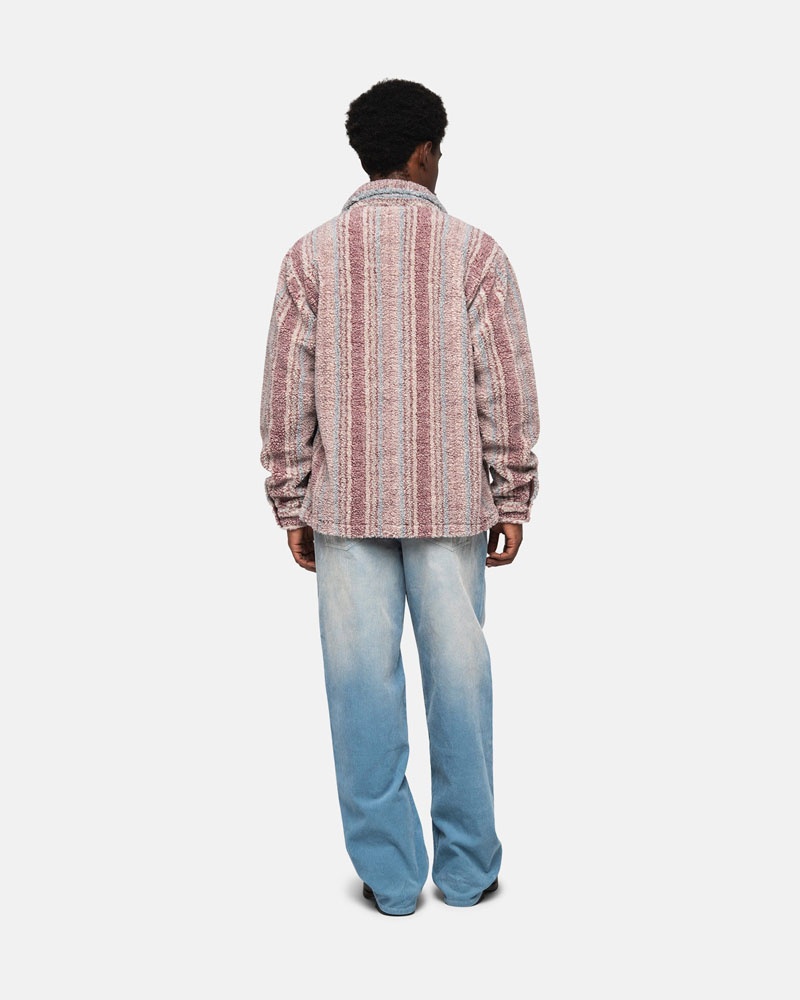 Multicolor Stüssy Striped Sherpa Shirts | USA RHICBX675