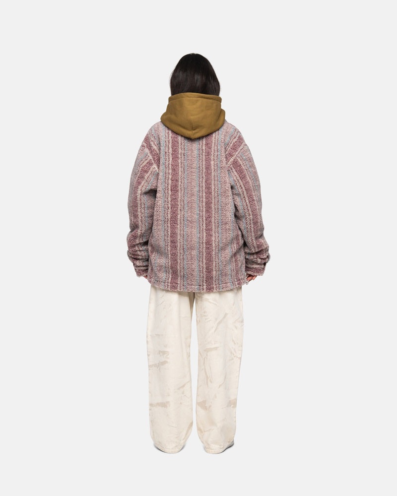 Multicolor Stüssy Striped Sherpa Shirts | USA RHICBX675