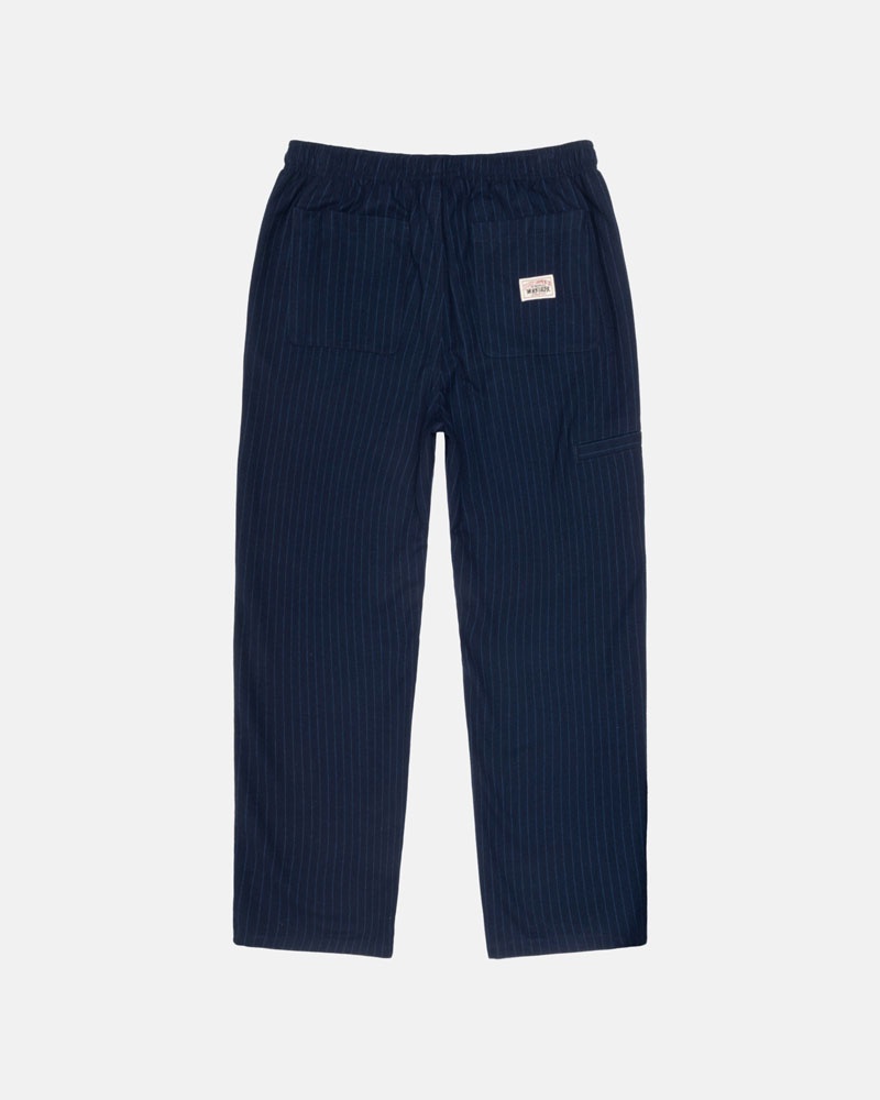 Navy Stüssy Beach Wool Stripe Pants | USA POWDRK082