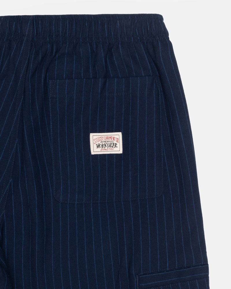 Navy Stüssy Beach Wool Stripe Pants | USA POWDRK082