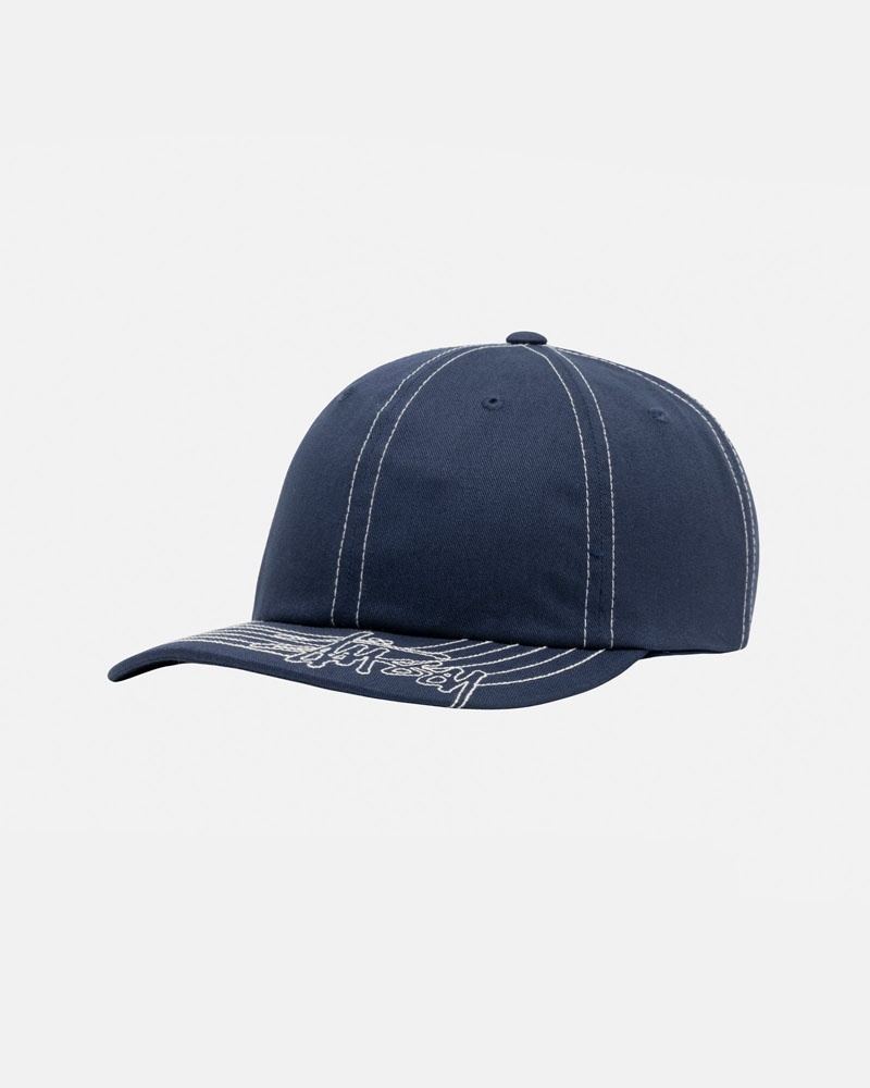 Navy Stüssy Low Pro Basic Stitch Strapback Caps | USA GTBUJH485