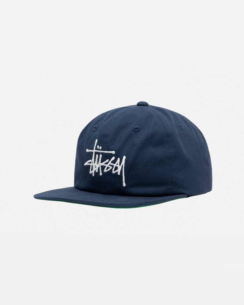 Navy Stüssy Mid-Depth Basic Strapback Caps | USA JOVDMS350