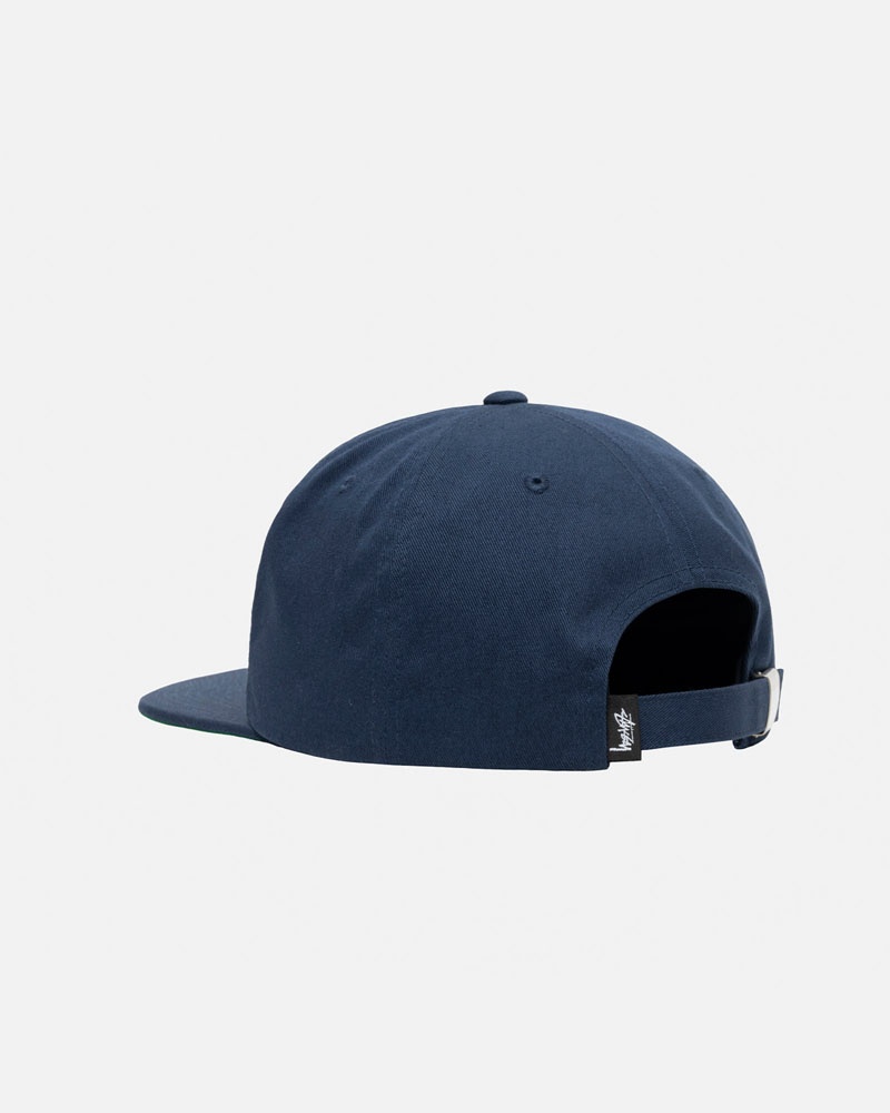 Navy Stüssy Mid-Depth Basic Strapback Caps | USA JOVDMS350