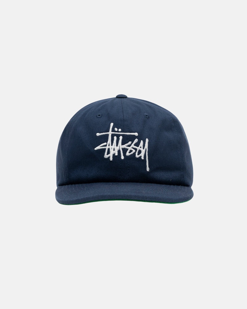 Navy Stüssy Mid-Depth Basic Strapback Caps | USA JOVDMS350