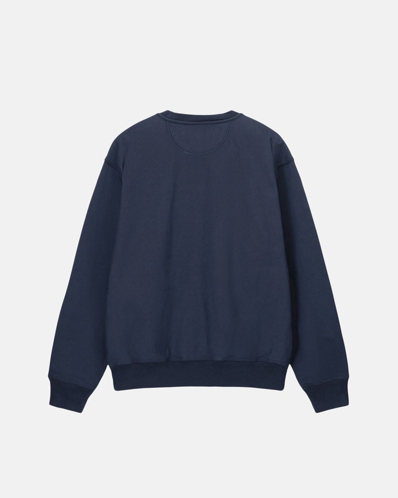 Navy Stüssy Stock Logo Crew Sweatshirt | USA YCESJA251