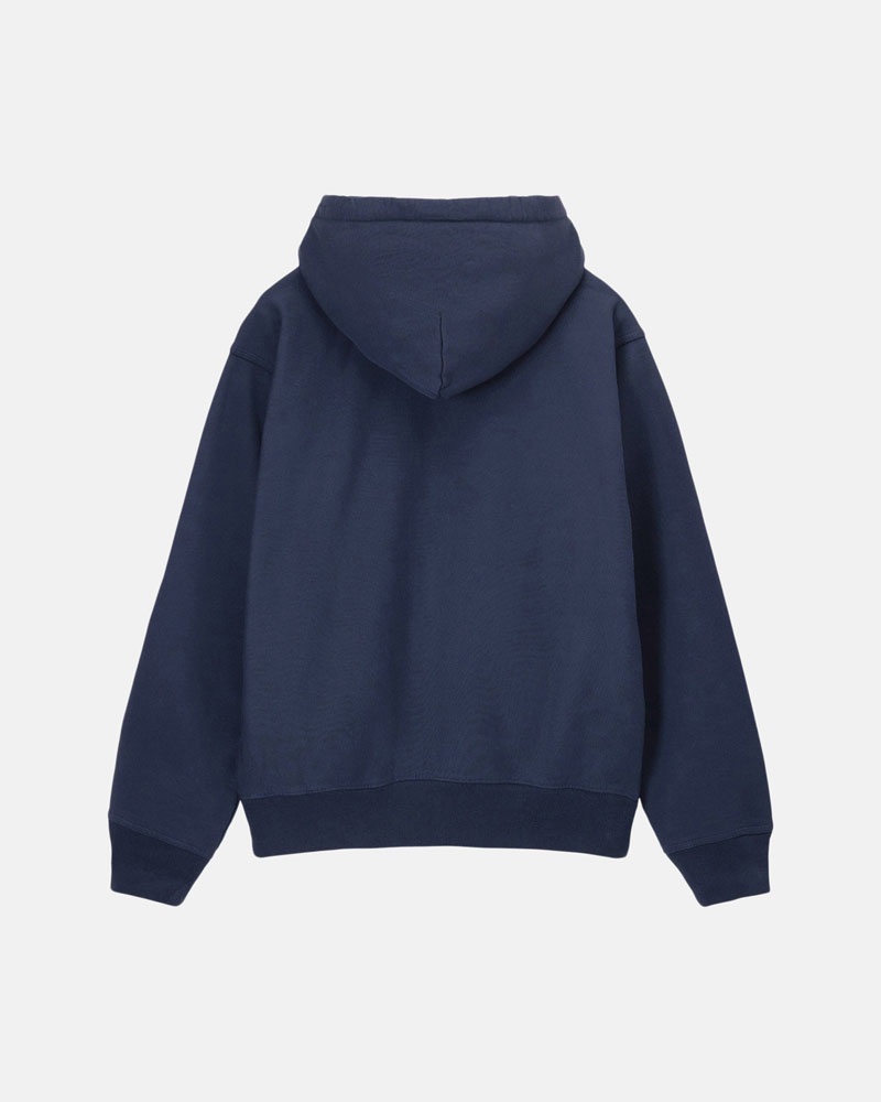 Navy Stüssy Stock Logo Zip Hoodie | USA PAOWLB380