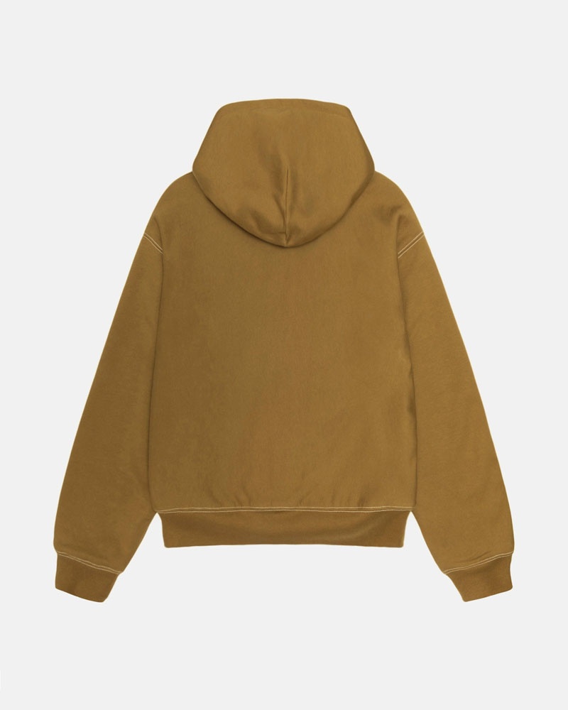 Olive Stüssy Double Face Label Zip Hoodie | USA JKNUEZ761