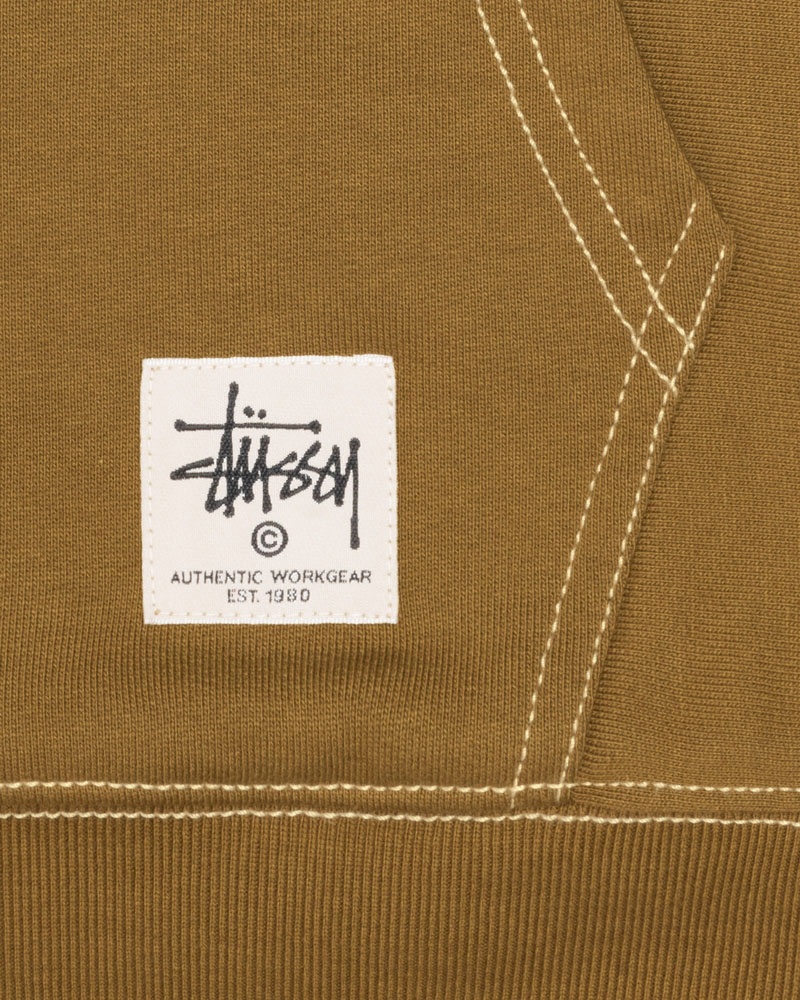 Olive Stüssy Double Face Label Zip Hoodie | USA JKNUEZ761