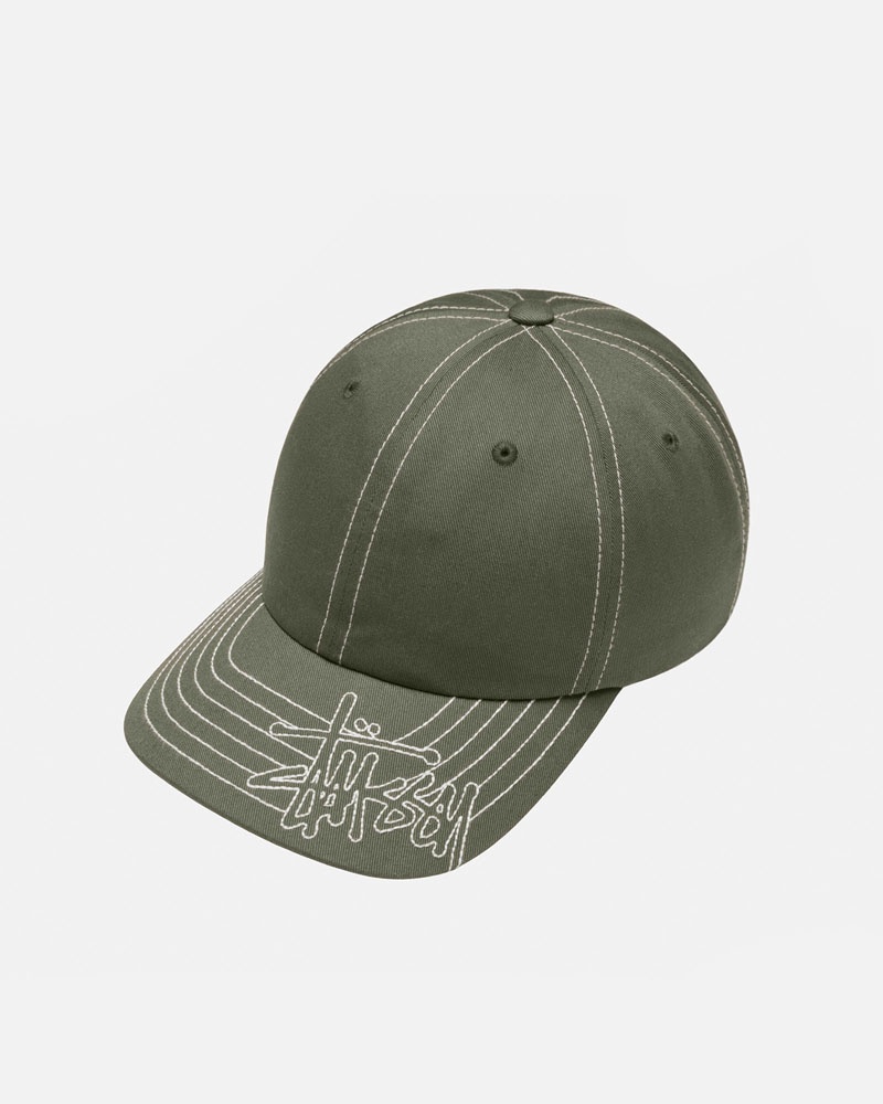 Olive Stüssy Low Pro Basic Stitch Strapback Caps | USA SNTPYX269