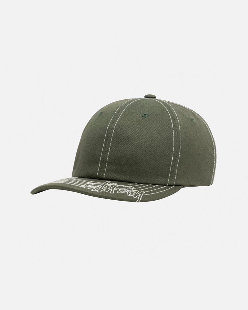 Olive Stüssy Low Pro Basic Stitch Strapback Caps | USA SNTPYX269