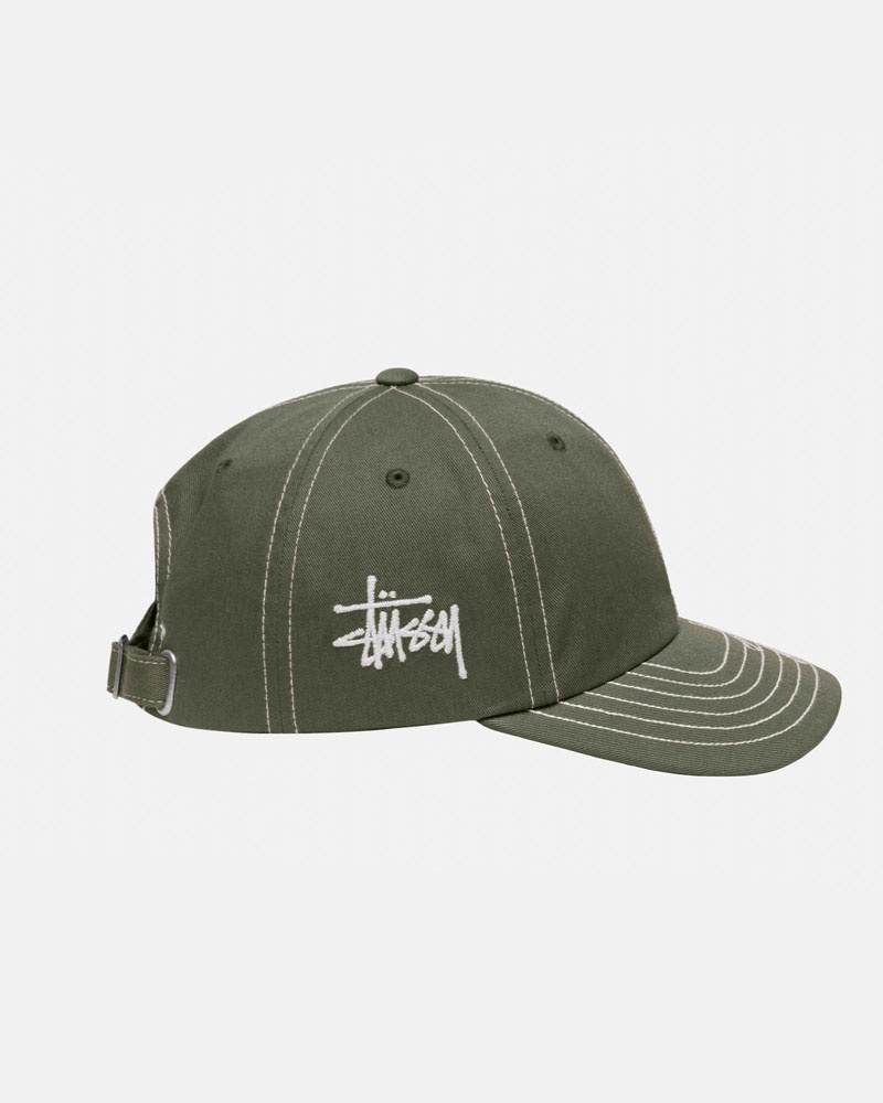 Olive Stüssy Low Pro Basic Stitch Strapback Caps | USA SNTPYX269