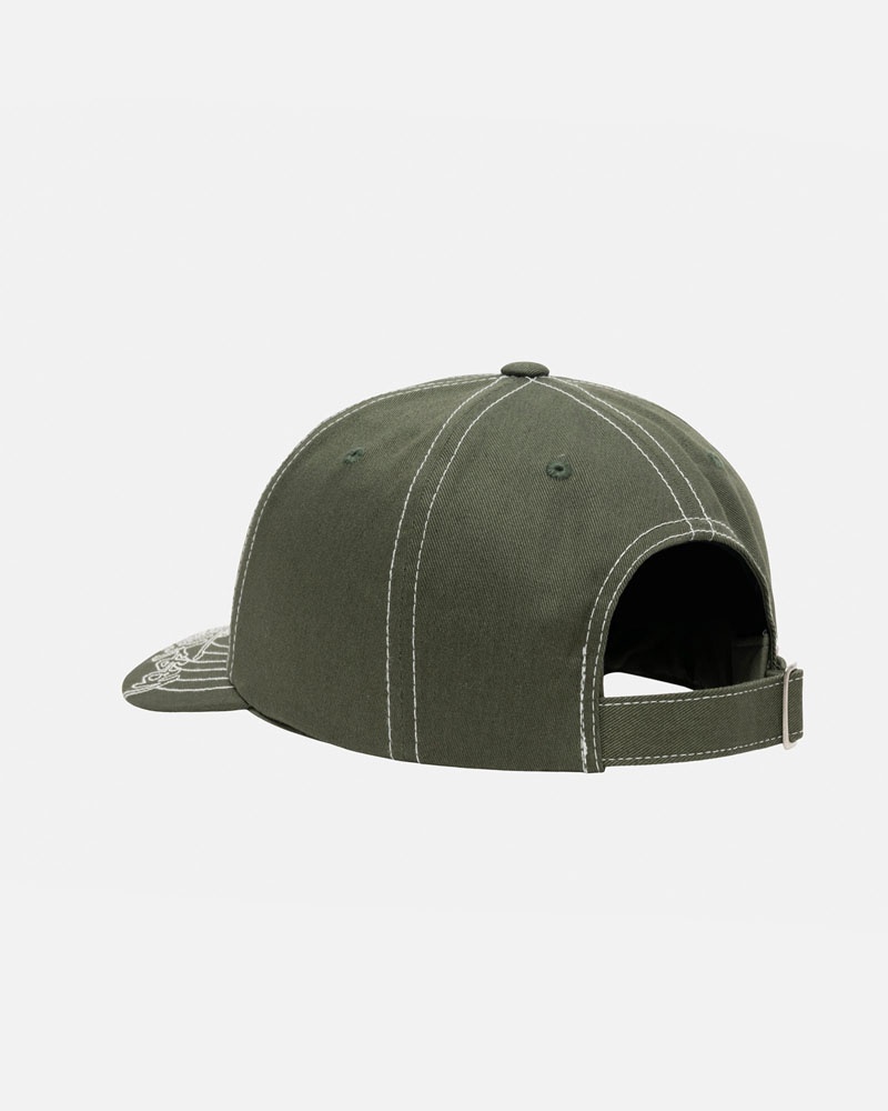 Olive Stüssy Low Pro Basic Stitch Strapback Caps | USA SNTPYX269