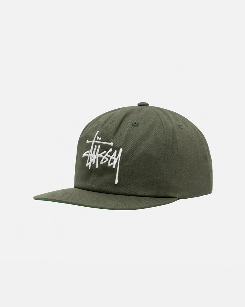 Olive Stüssy Mid-Depth Basic Strapback Caps | USA LMWHPK368