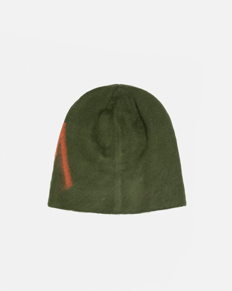 Olive Stüssy Skullcap Brushed Out Stock Beanie | USA GOKAQD624