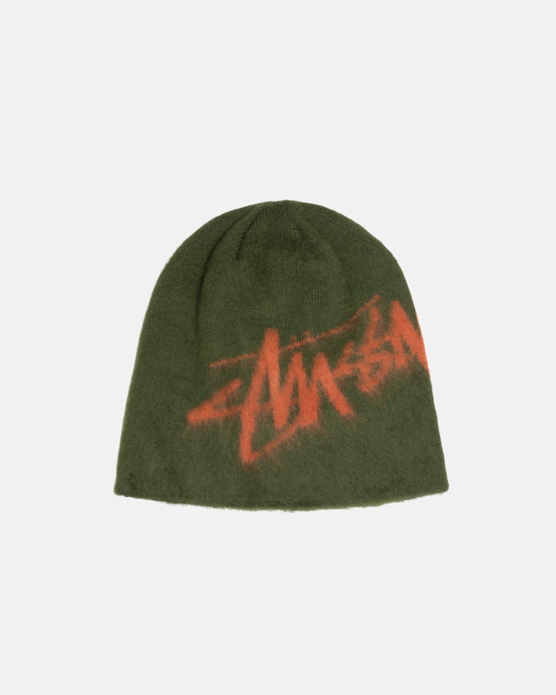 Olive Stüssy Skullcap Brushed Out Stock Beanie | USA GOKAQD624