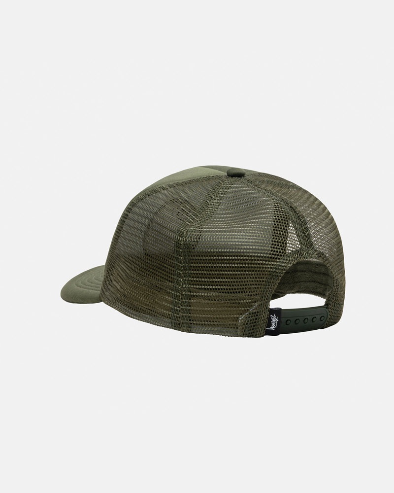 Olive Stüssy Trucker 8 Ball Snapback Caps | USA ASVMIX198