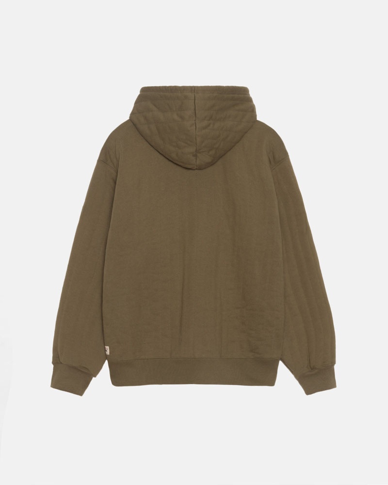 Olive Stüssy Vertical Quilted Zip Hoodie | USA MKJWXU712