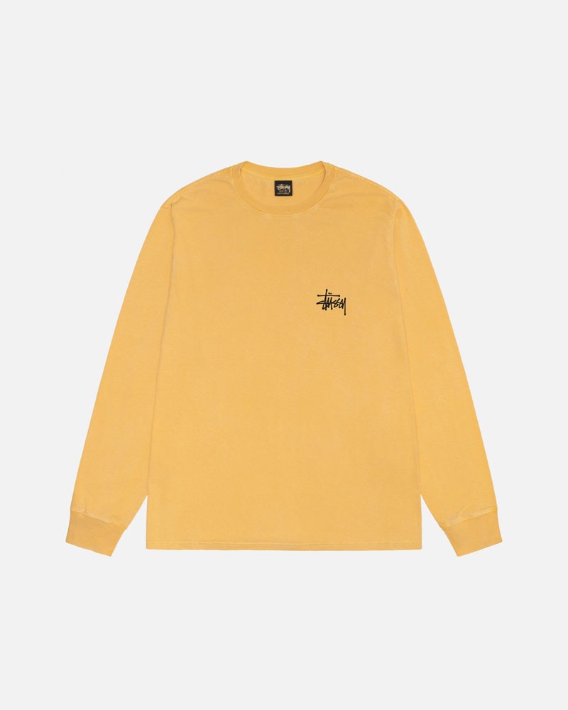 Orange Stüssy Basic LS Pigment Dyed T-Shirts | USA PDBKHZ647