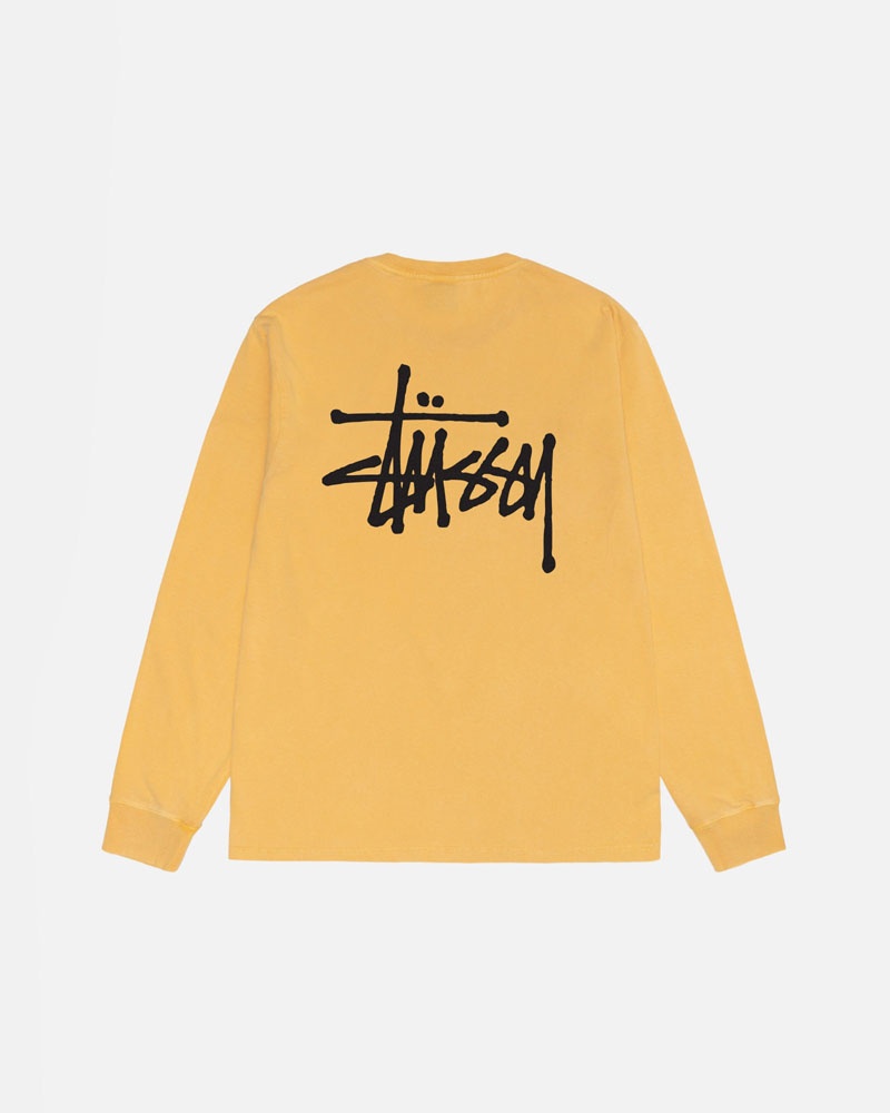 Orange Stüssy Basic LS Pigment Dyed T-Shirts | USA PDBKHZ647