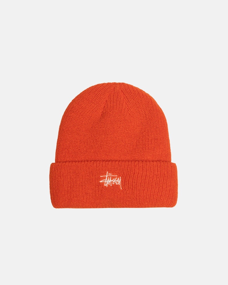 Orange Stüssy Cuff Basic Beanie | USA CBLPNO163