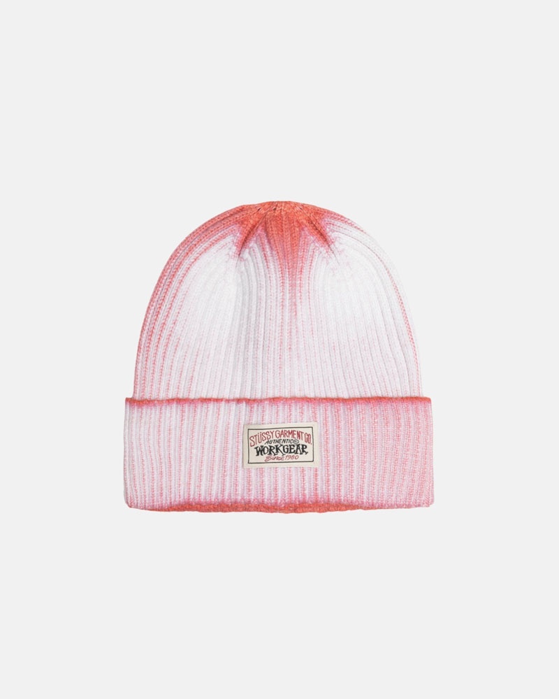 Orange Stüssy Cuff Workgear Spray Beanie | USA ZUYVRK045