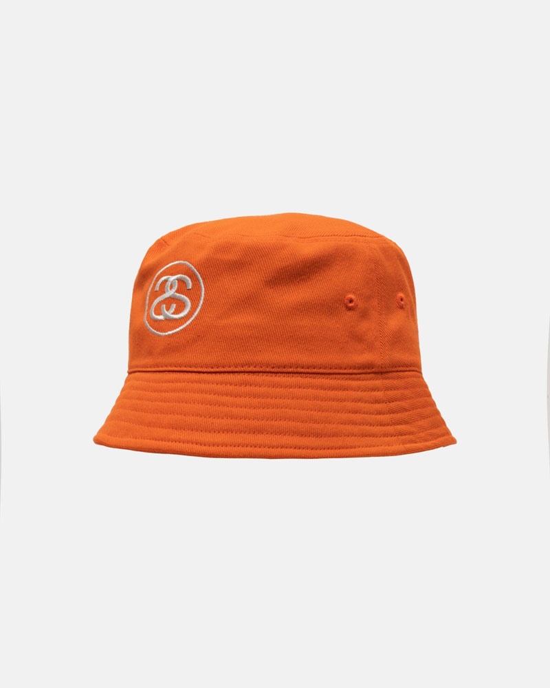 Orange Stüssy Deep Bucket SS Link Hats | USA JHFQGK542