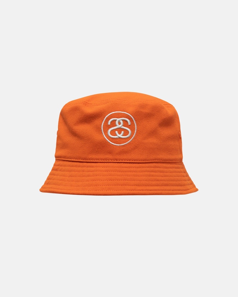 Orange Stüssy Deep Bucket SS Link Hats | USA JHFQGK542