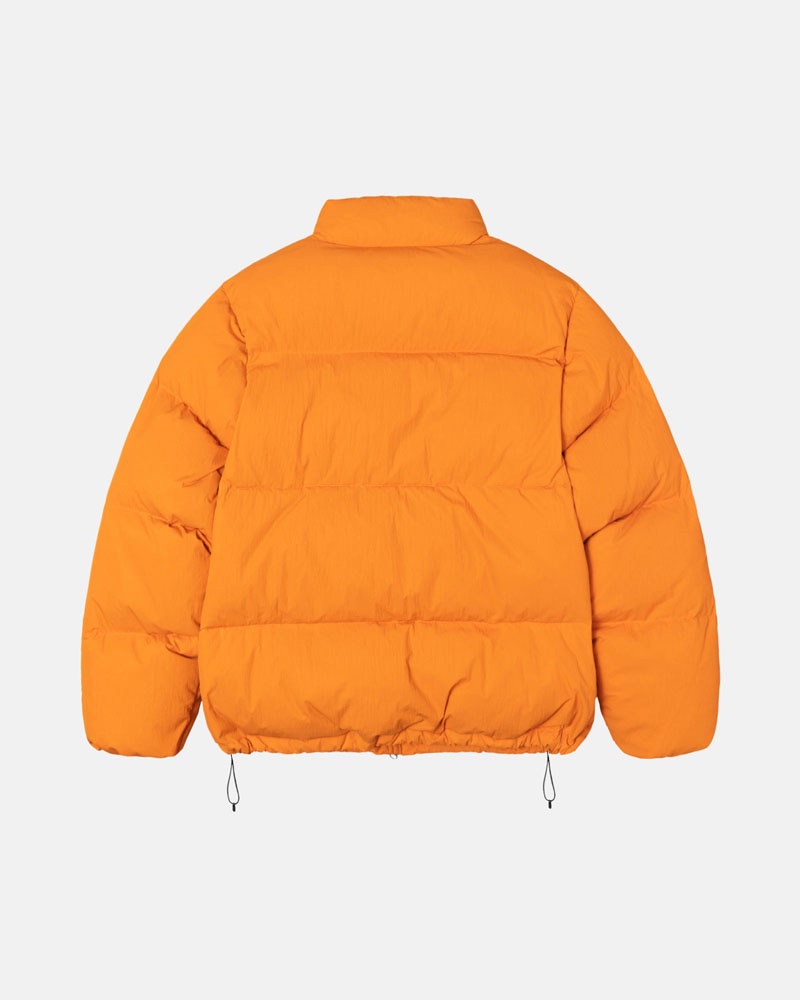 Orange Stüssy Down Puffer Nylon Jacket | USA USVOBX125