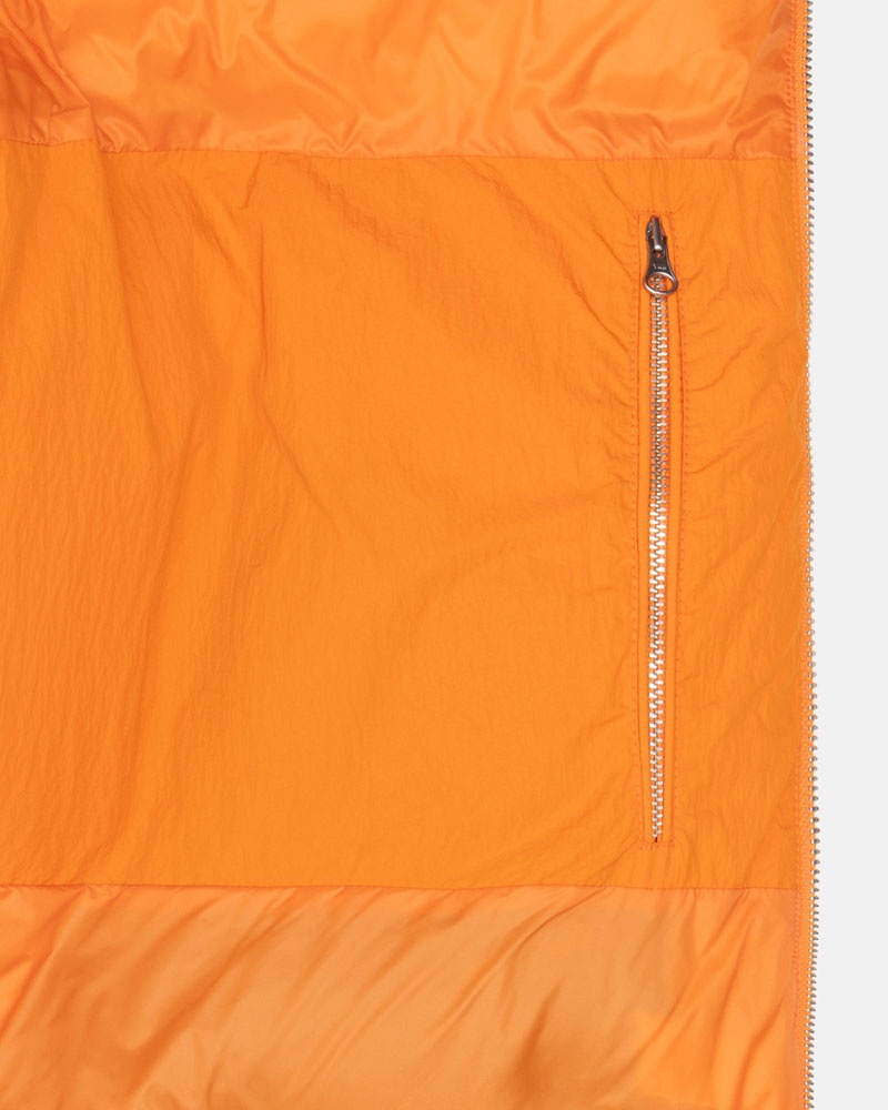 Orange Stüssy Down Puffer Nylon Jacket | USA USVOBX125