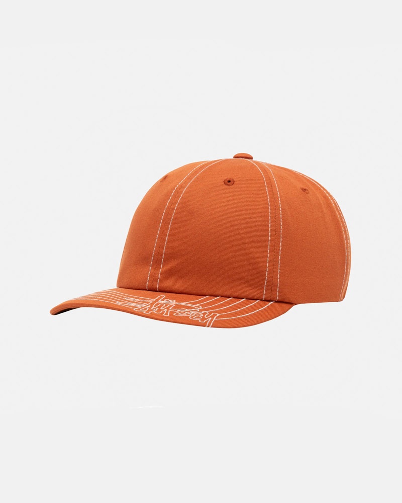 Orange Stüssy Low Pro Basic Stitch Strapback Caps | USA ZSIDMG498