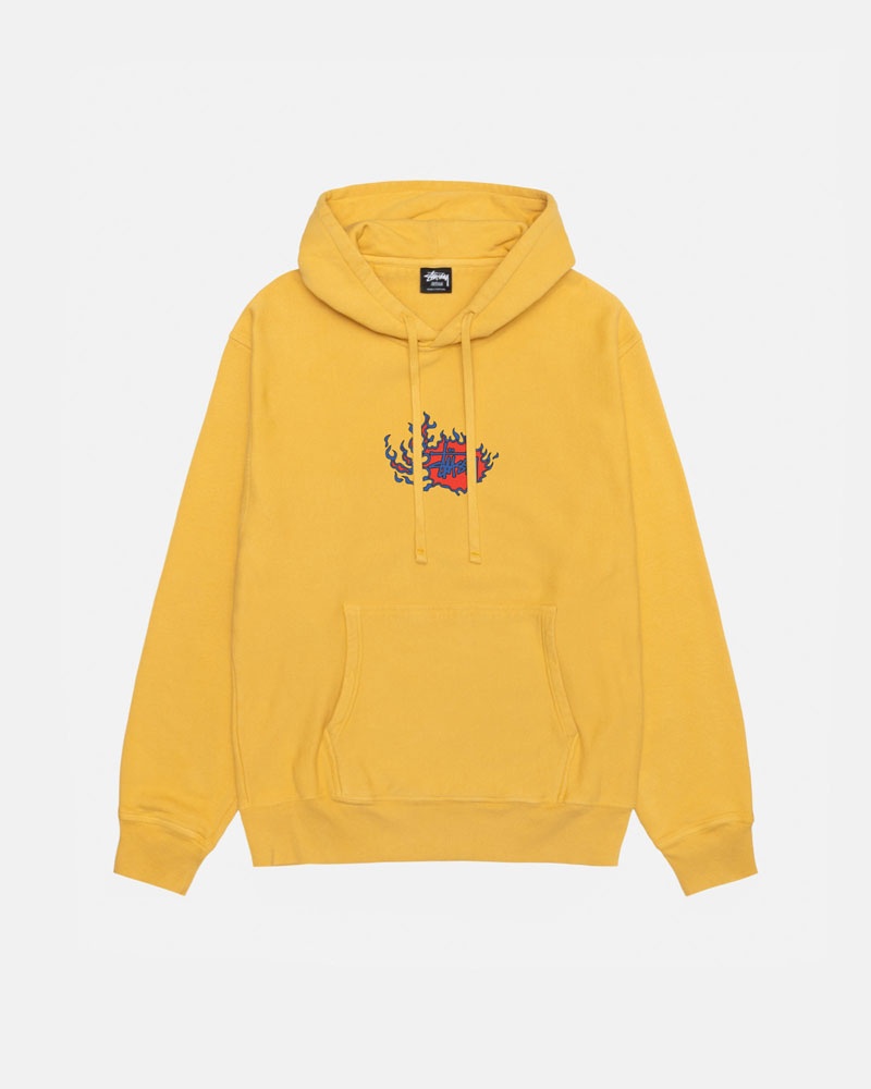 Orange Stüssy Mosaic Dragon Pigment Dyed Hoodie | USA MOITJU419