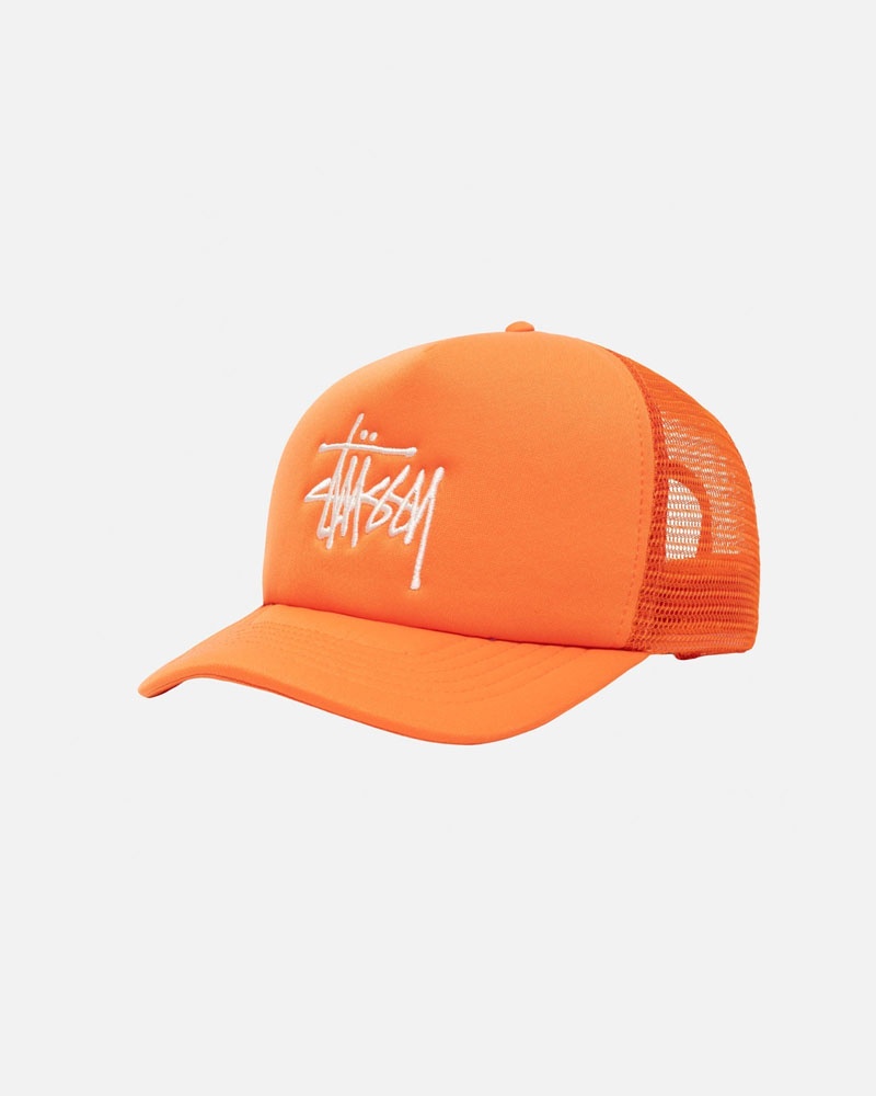 Orange Stüssy Trucker Big Basic Snapback Caps | USA HLTIKC045